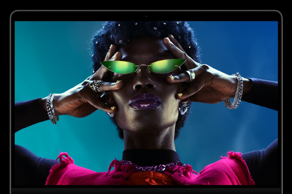 The 14.2-inch Liquid Retina XDR display. The spec sheet does not call this panel OLED, and it does not list a touch screen.