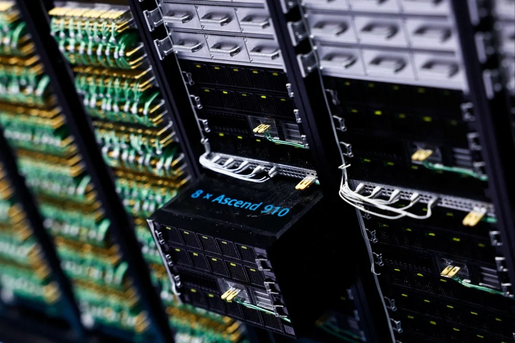 Huawei’s CloudMatrix 384 system with Ascend 910 AI processors is displayed at the World Internet Conference in Tongxiang, in eastern China’s — Picture from scmp.com