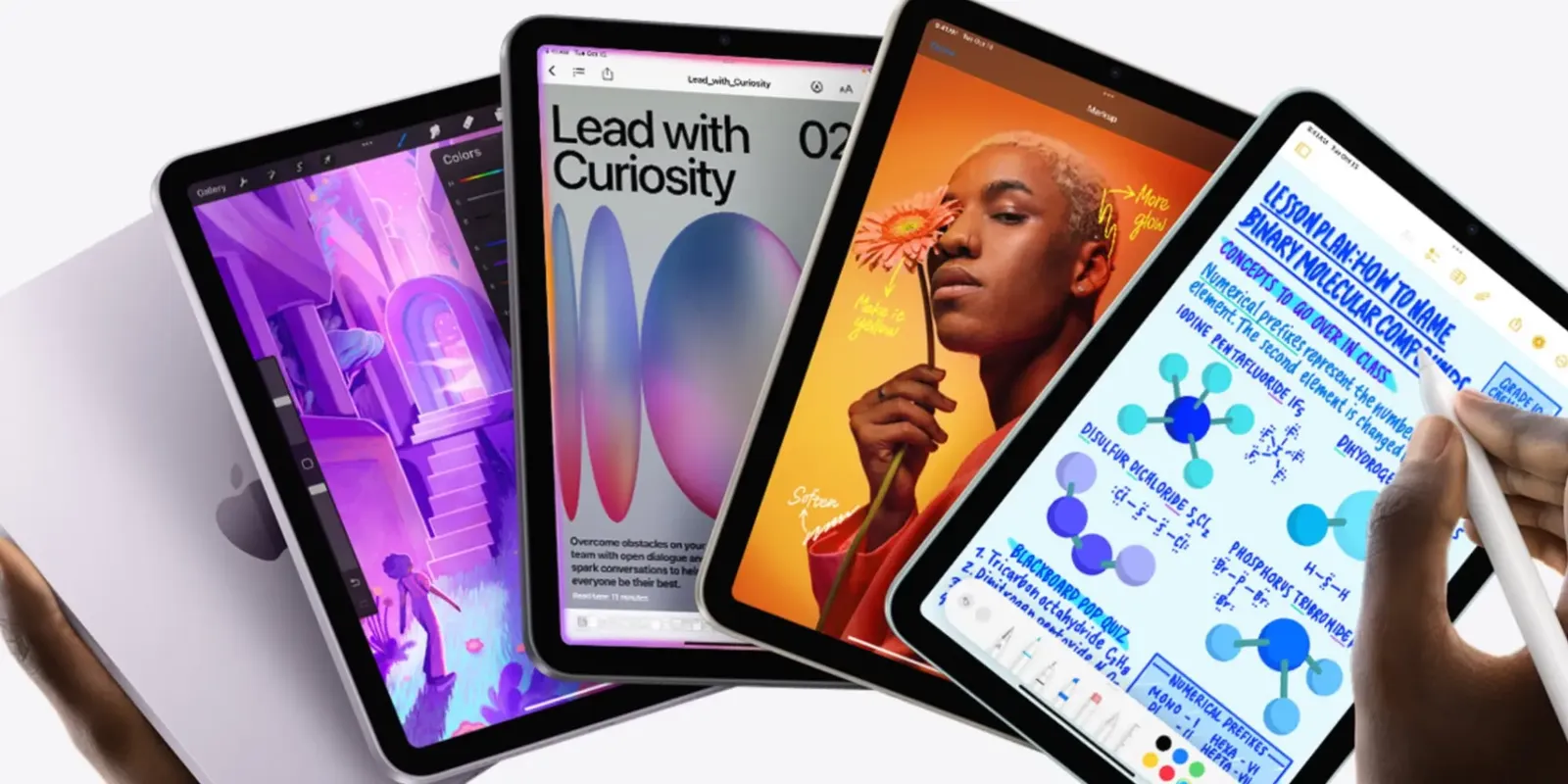 The iPad mini Apple sells now. The front camera is still on the short side. Gurman's October 19 list moves that camera and switches the panel to OLED.