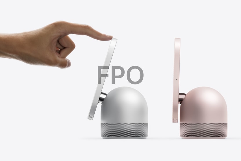 The tabletop HomeView on its hinge. Picture from apple.com