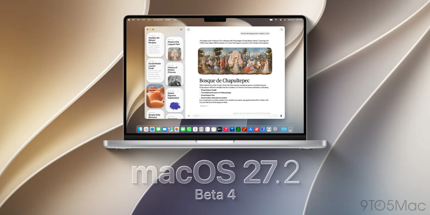 macOS 27.2 beta 4 — Picture from 9to5mac.com