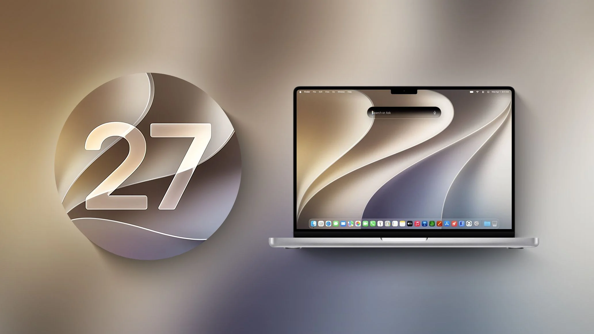 macOS 27 next to MacBook Pro Running macOS 27 — Picture from macrumors.com